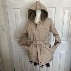 London Fog Tan Sherpa-Lined Coat | 38 Regular‎ | Classic Beige Winter Parka
